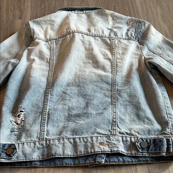 Kut from the Kloth Light Blue Distressed Jean Jacket - Picture 12 of 16